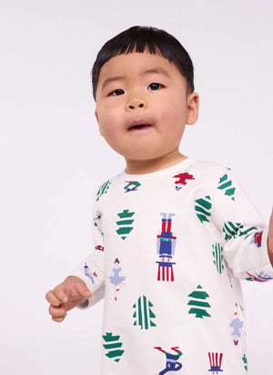 Petit Bateau - Pijamas de Navidad de forro polar de algodón orgánico | Blanco