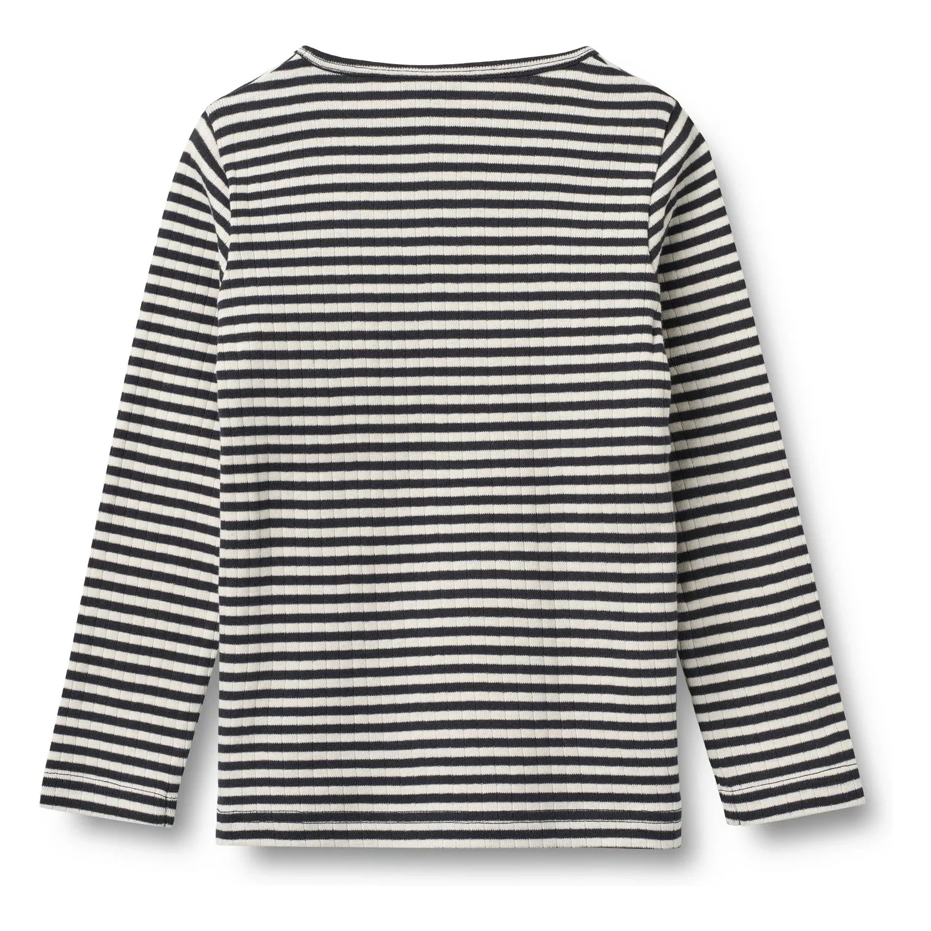 Wheat - Camiseta de Algodón Orgánico Acanalado a Rayas Stig | Azul Marino