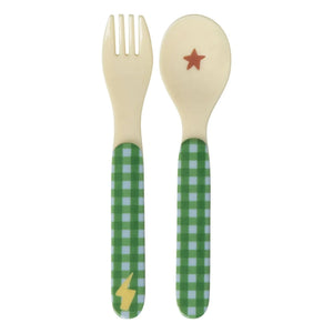 Rice - Set de cubiertos de melamina Hero | Verde