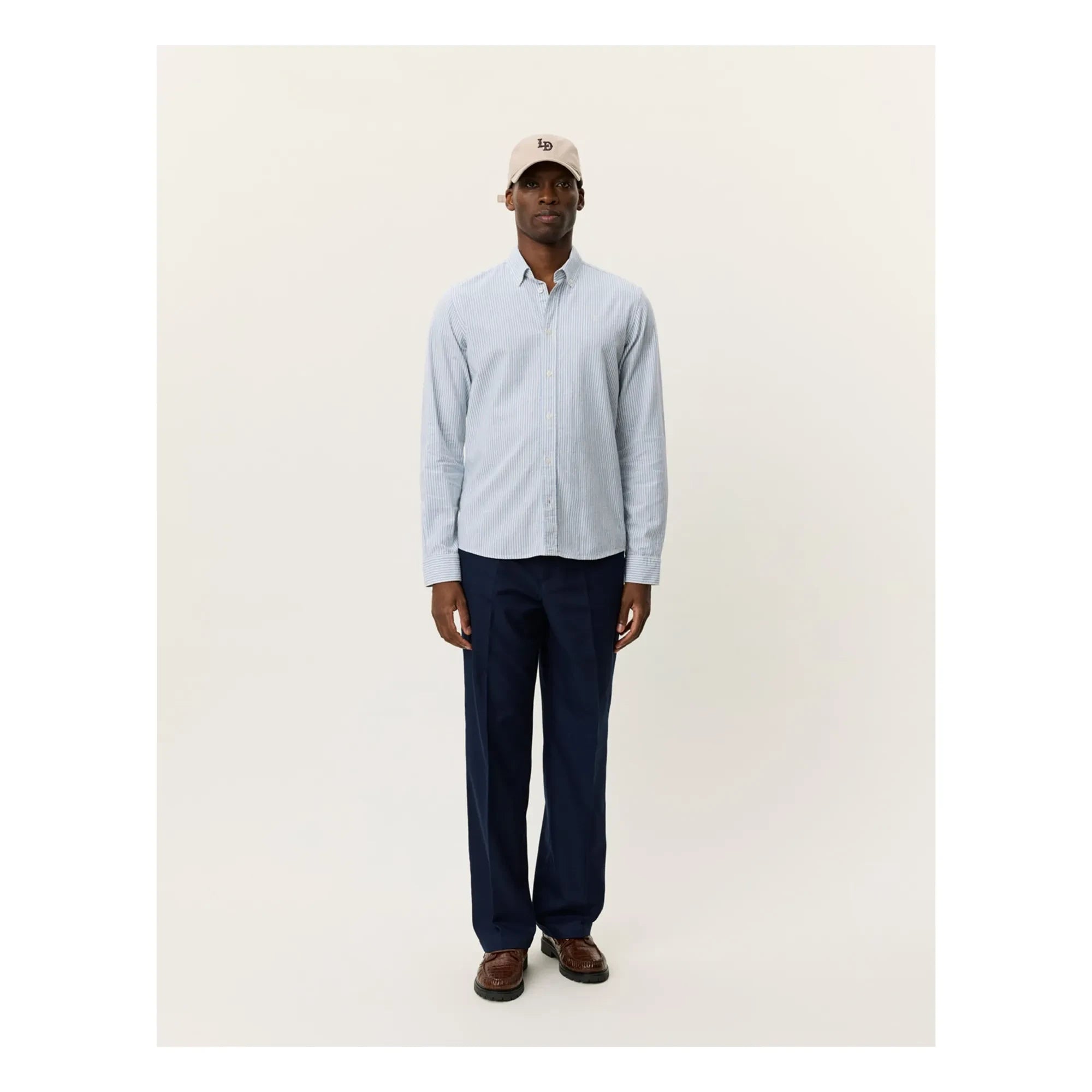 Les Deux - Camisa a rayas Konrad Lino | Azul celeste