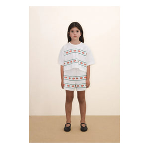 Tinycottons - Shorts de algodón orgánico Roses | Blanco