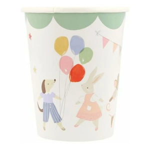Meri Meri - Vasos de cumpleaños Amigos animales - Juego de 8