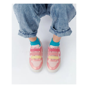 Veja - Zapatillas con estampado "Scratch" de cuero V-10 para mujer | Rosa