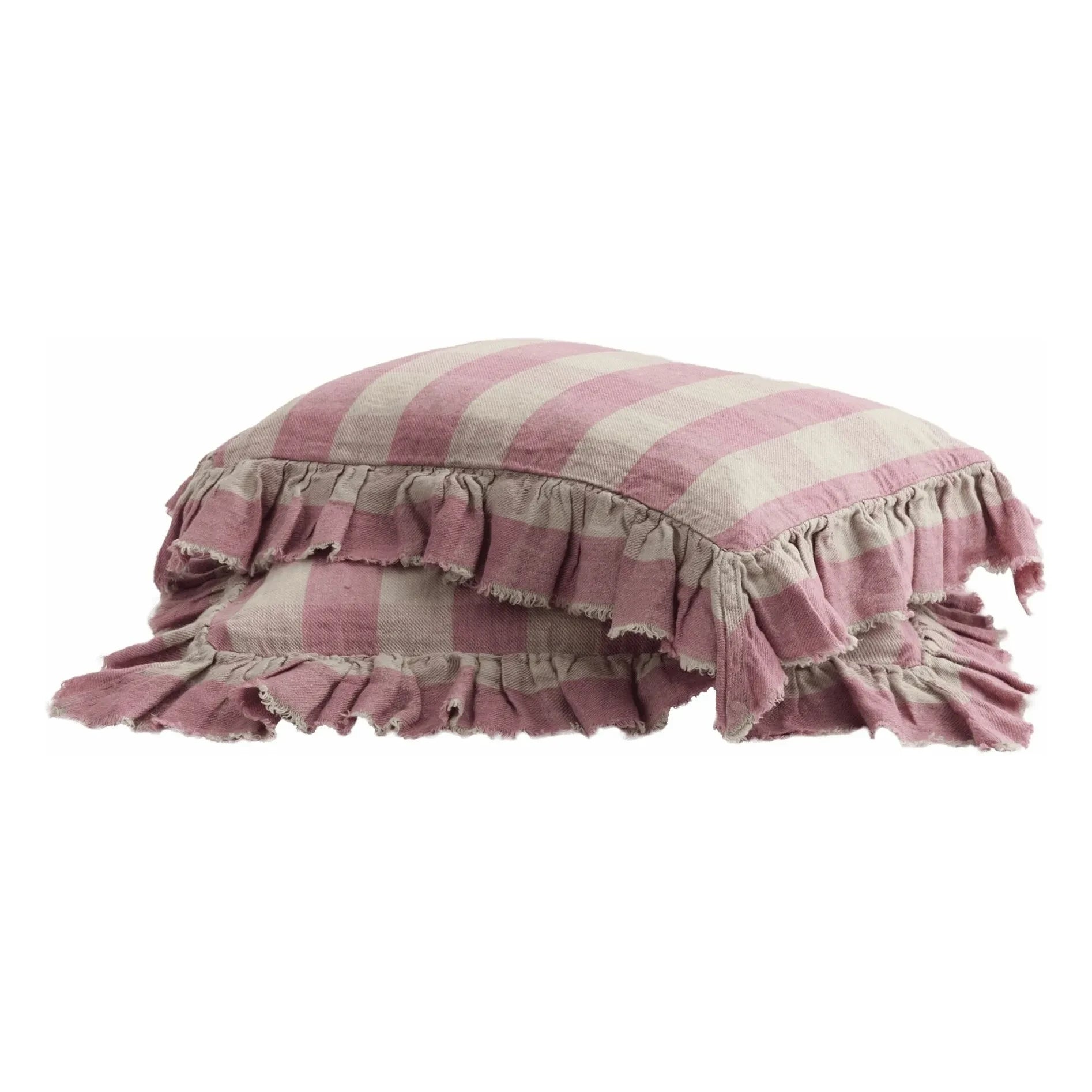 Maison de Vacances - Cojín Vichy Cottage de lino lavado con volantes | Rosewood