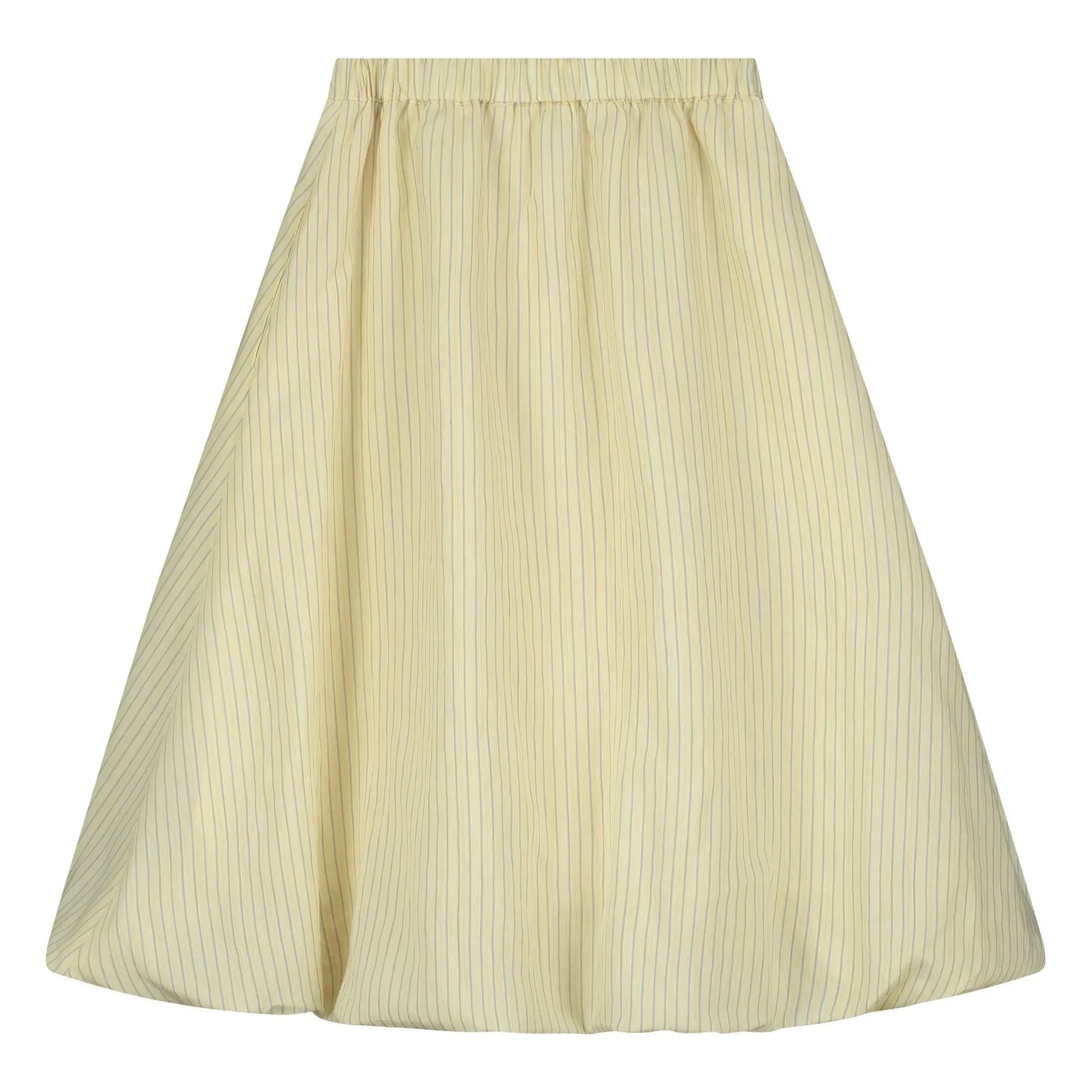 Tangerine - Falda Midi Abullonada Rayada | Amarillo pálido