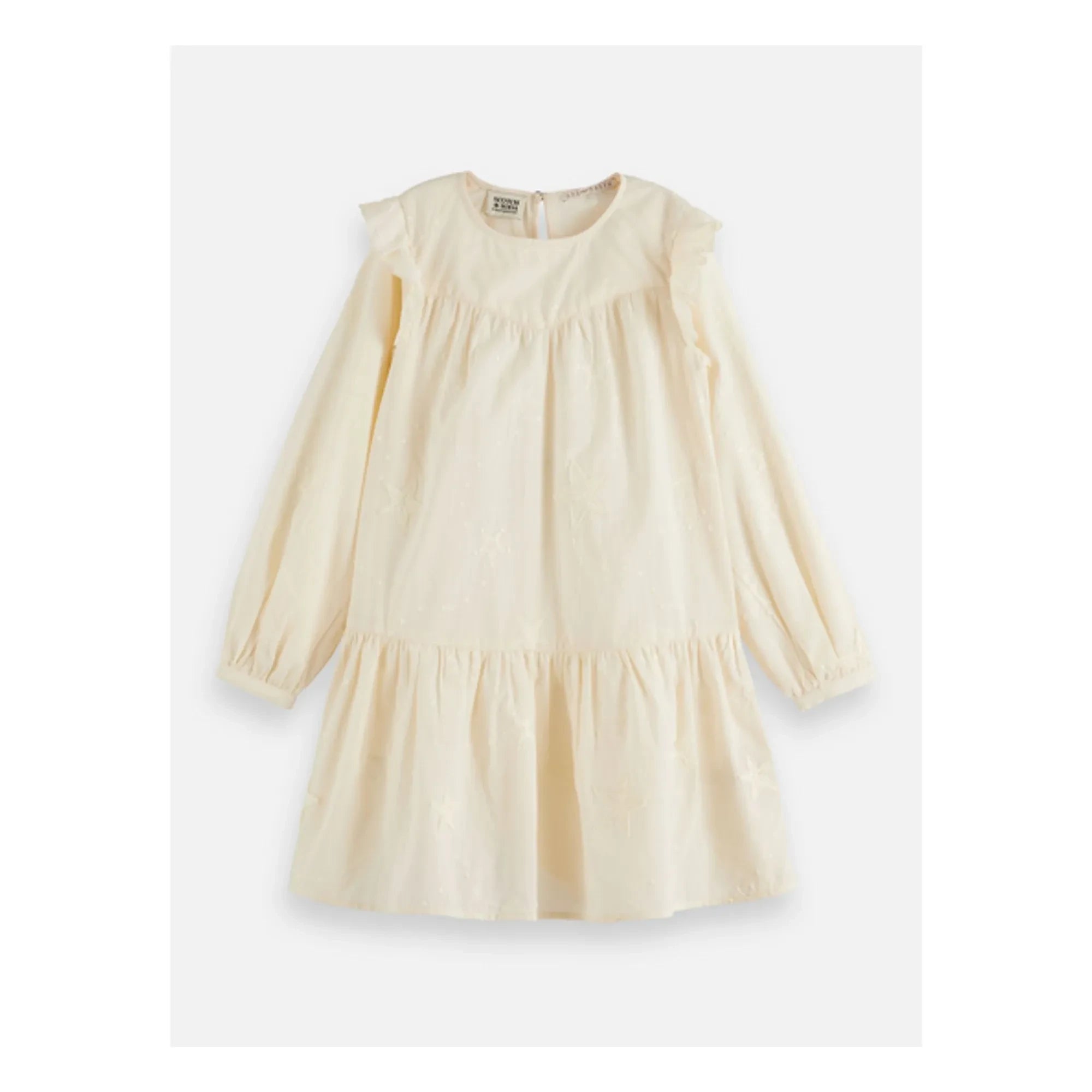 Scotch & Soda - Vestido Evasé Bordado con Volantes | Crudo