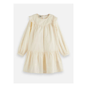 Scotch & Soda - Vestido Evasé Bordado con Volantes | Crudo