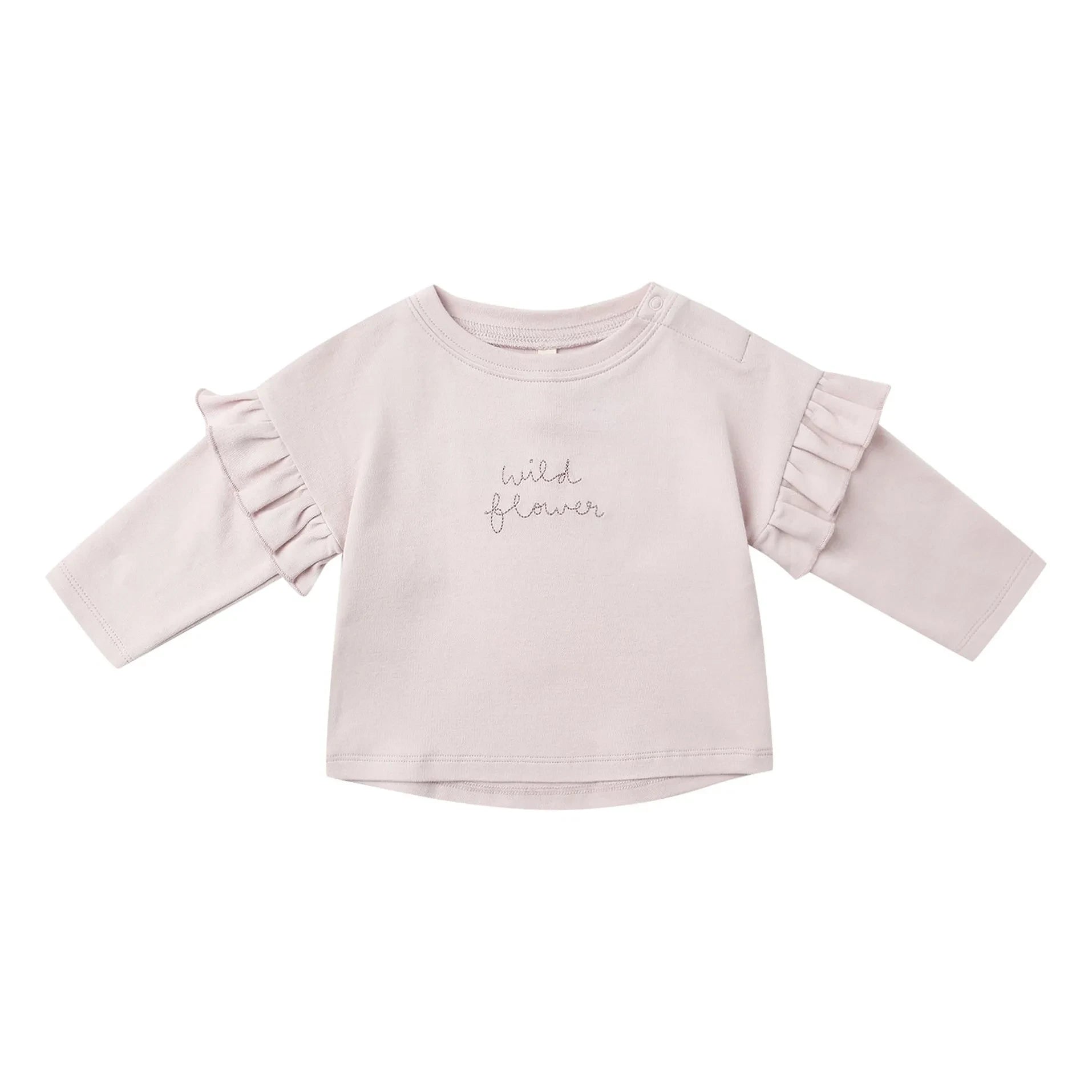 Quincy Mae - Camiseta de algodón orgánico con estampado de flores silvestres | Lila