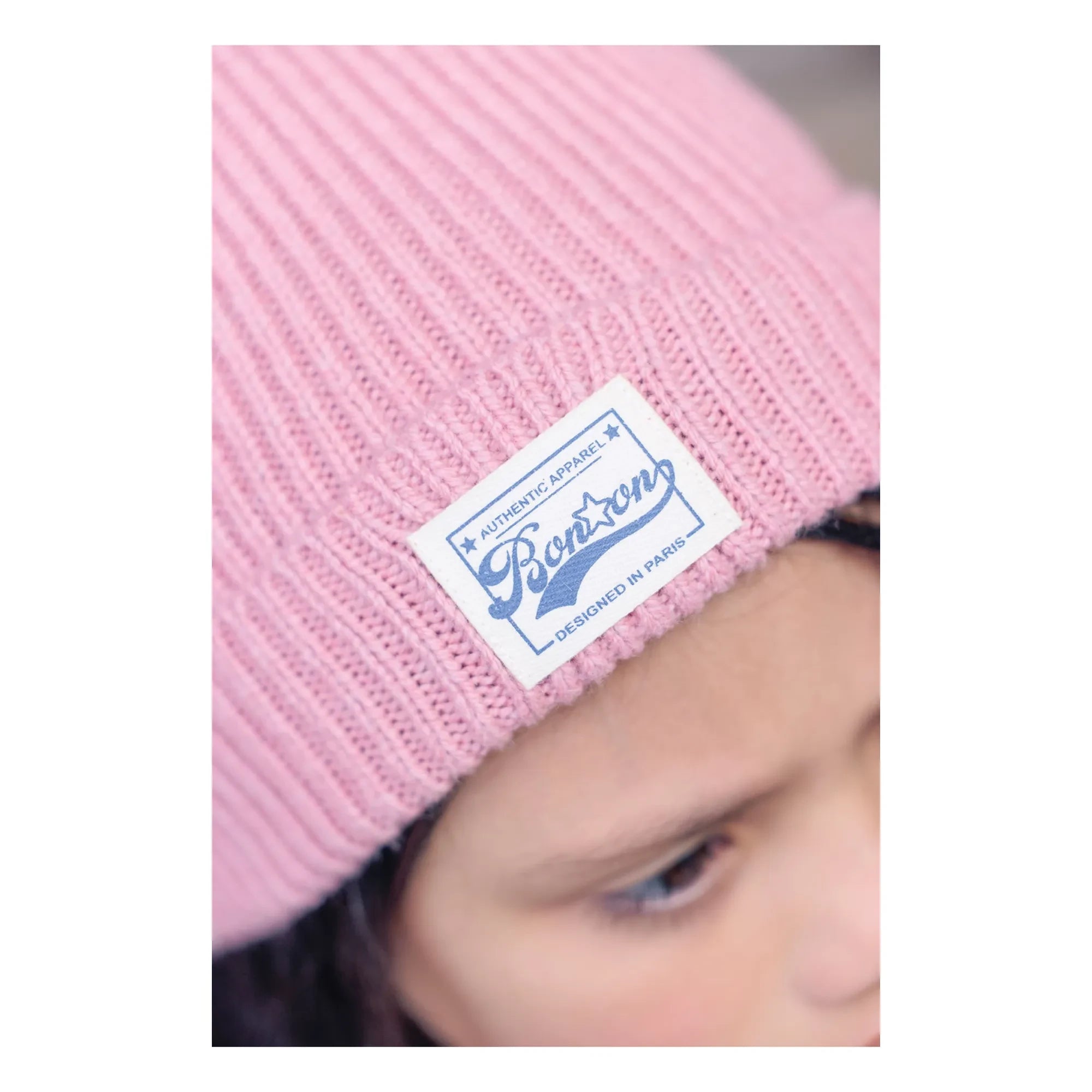 Bonton - Mavi bere Merinos yünü | Pembe