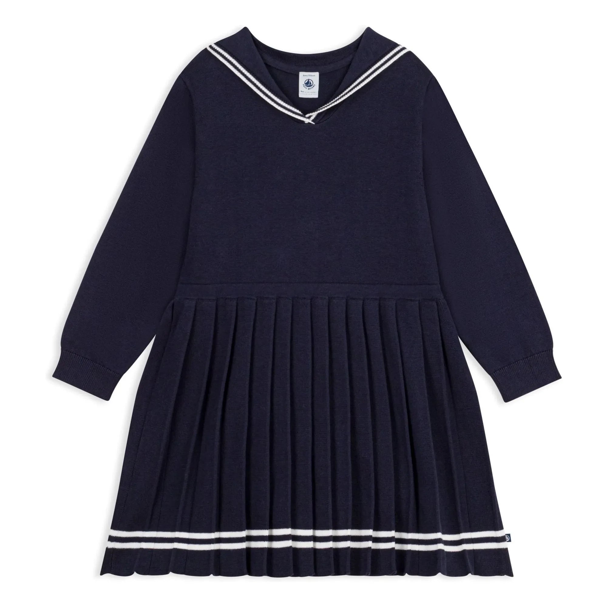 Petit Bateau - Denizci yaka organik pamuk elbise | Lacivert