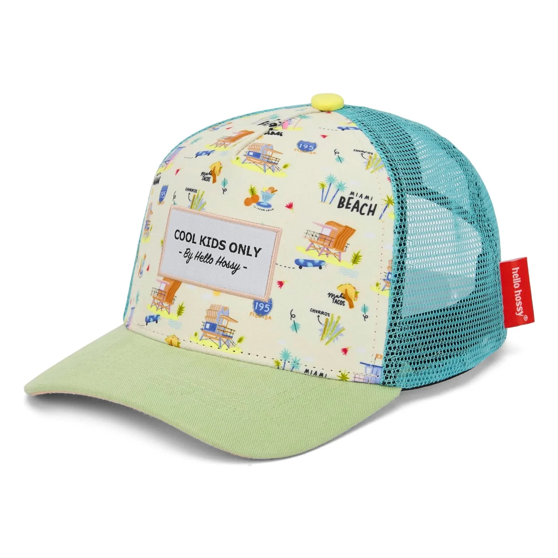 Hello Hossy - Gorra Trucker Miami Beach con Visera Curva Fibras Recicladas | Beige