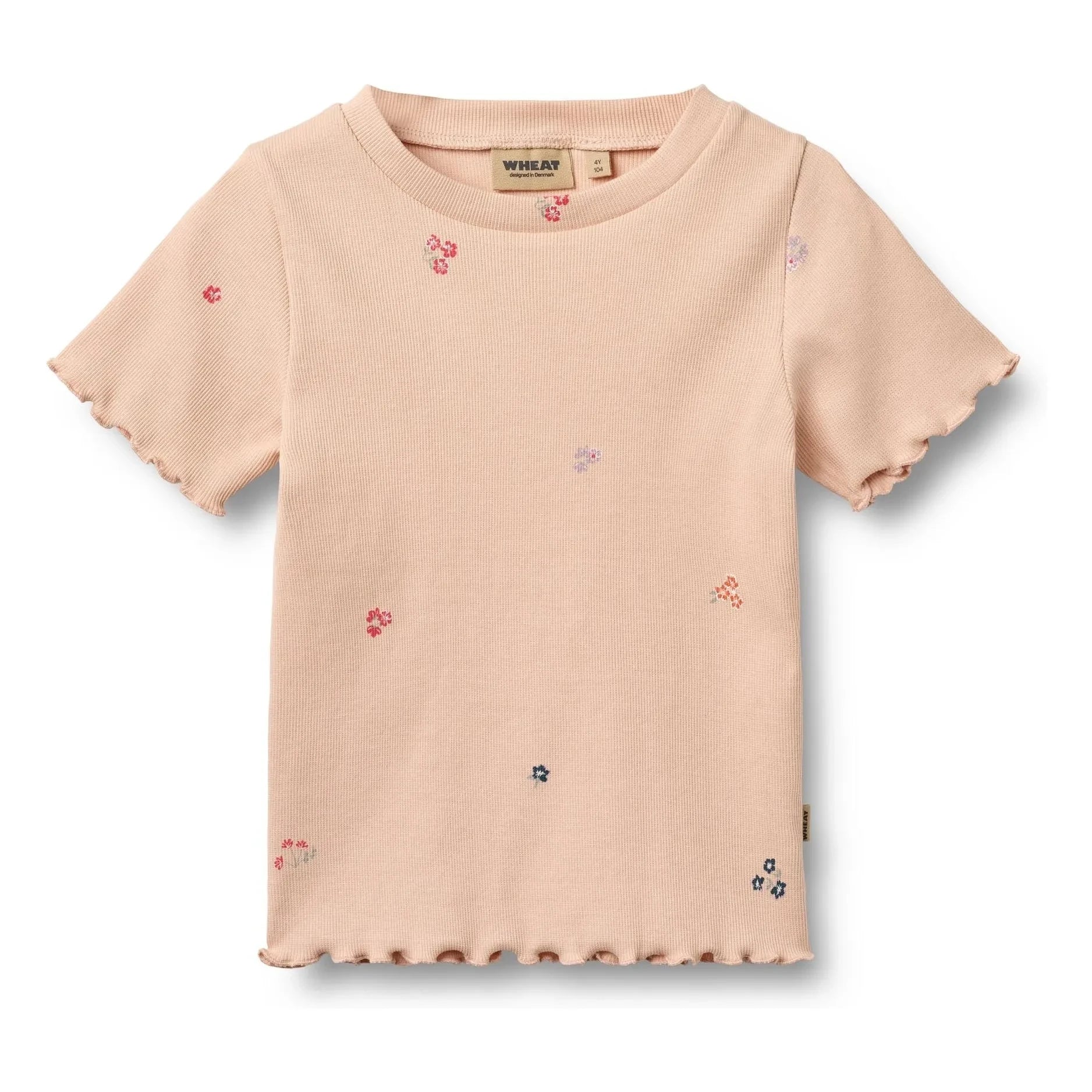 Wheat - Alicia Camiseta de Canalé Algodón Orgánico Flores | Melocotón