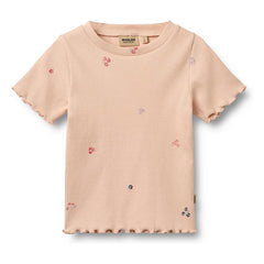Wheat - Alicia Camiseta de Canalé Algodón Orgánico Flores | Melocotón