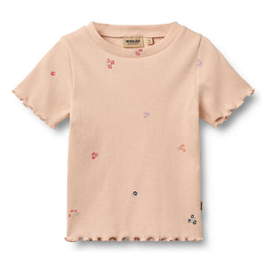Wheat - Alicia Camiseta de Canalé Algodón Orgánico Flores | Melocotón