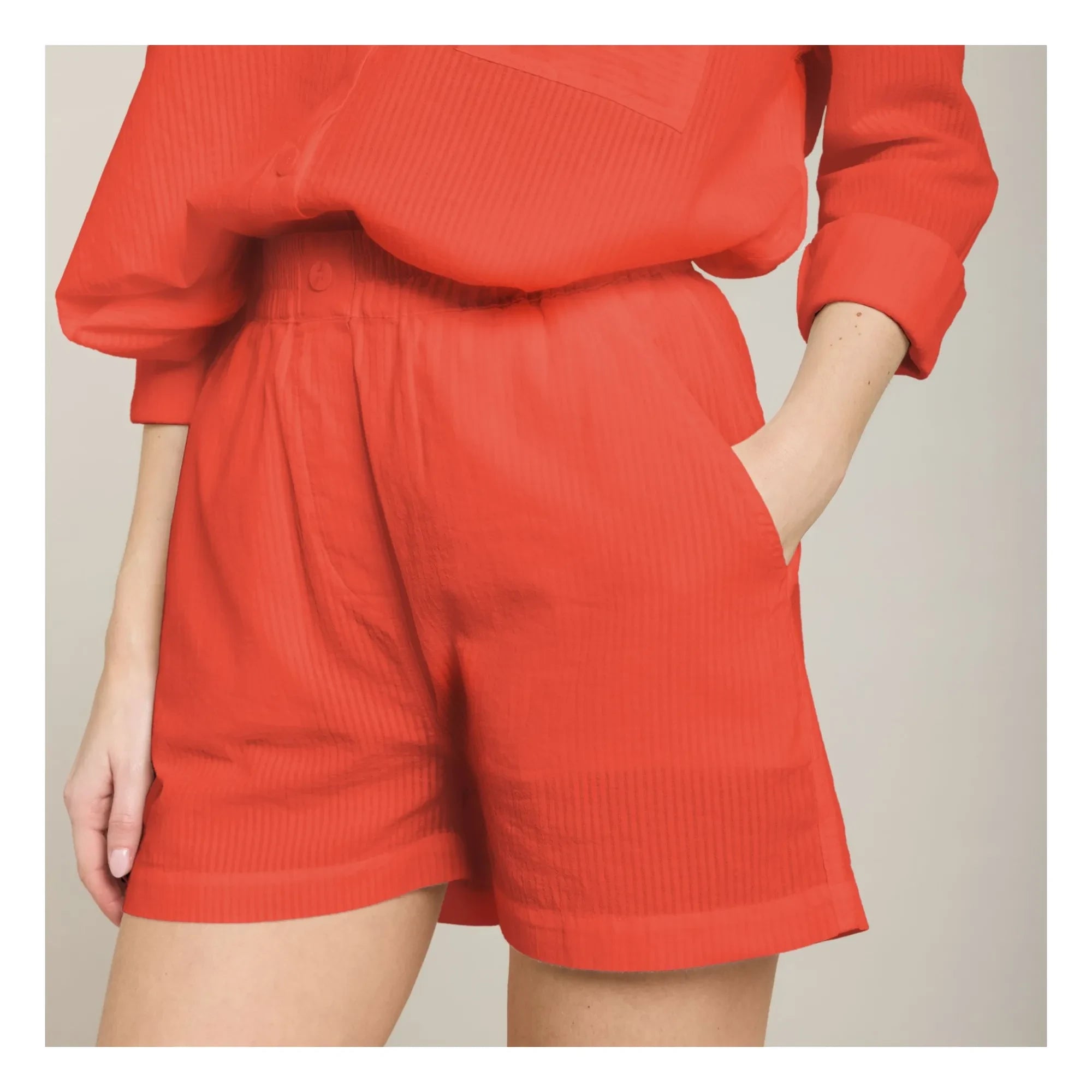 Maison Saint Julien - Short Cap d'Antibes Voile de Coton | Coral