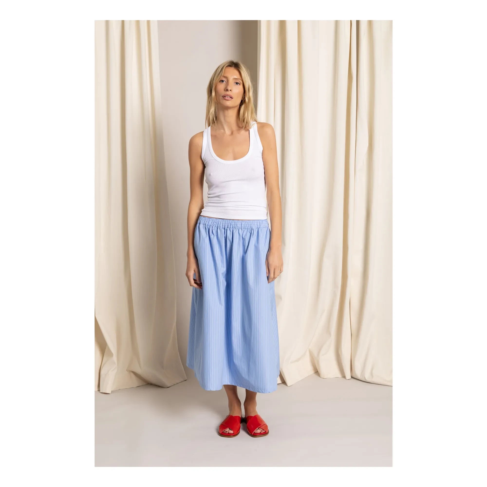 Smallable Woman - Falda de rayas Bruna | Azul claro