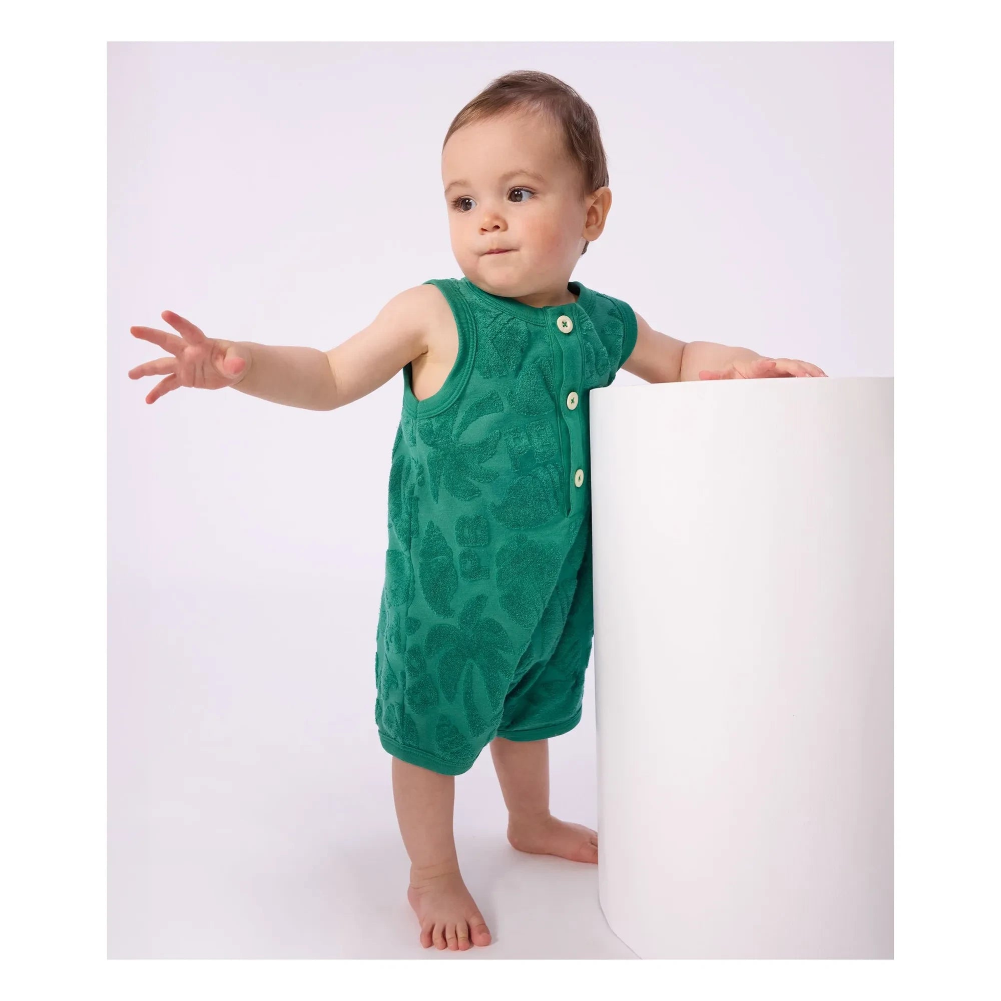 Petit Bateau - Mono de toalla de palma de algodón orgánico | Verde