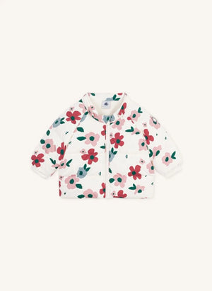 Petit Bateau - Bebek Çiçek Desenli Şişme Mont | Ecru