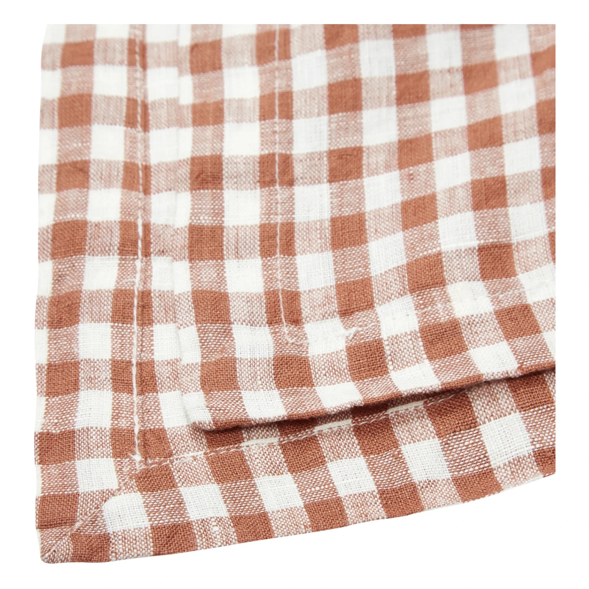 Gabrielle Paris - Mantel de Lino Lavado Gingham | Rojo ladrillo