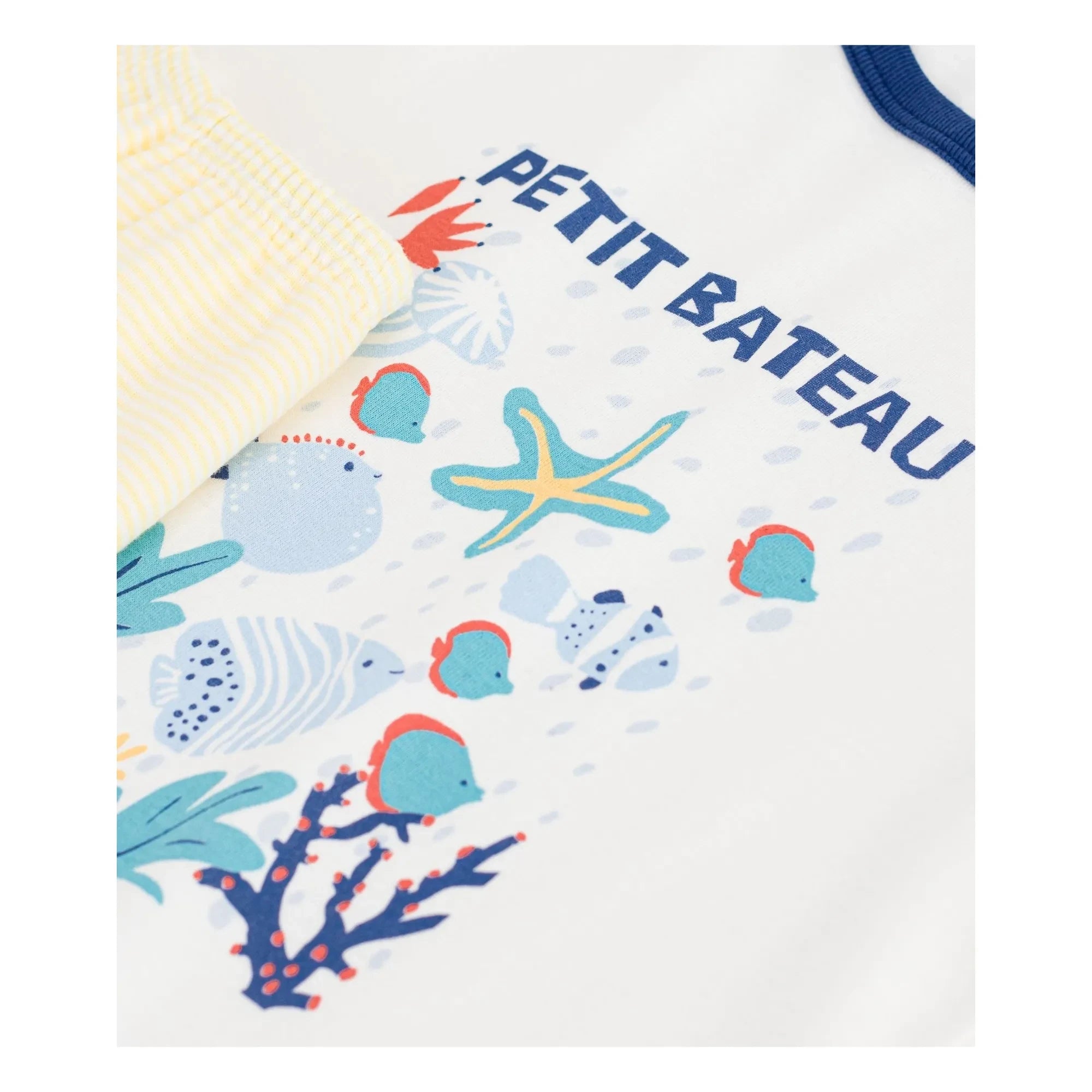 Petit Bateau - Pantalones cortos de pijama Ocean de algodón orgánico | Blanco
