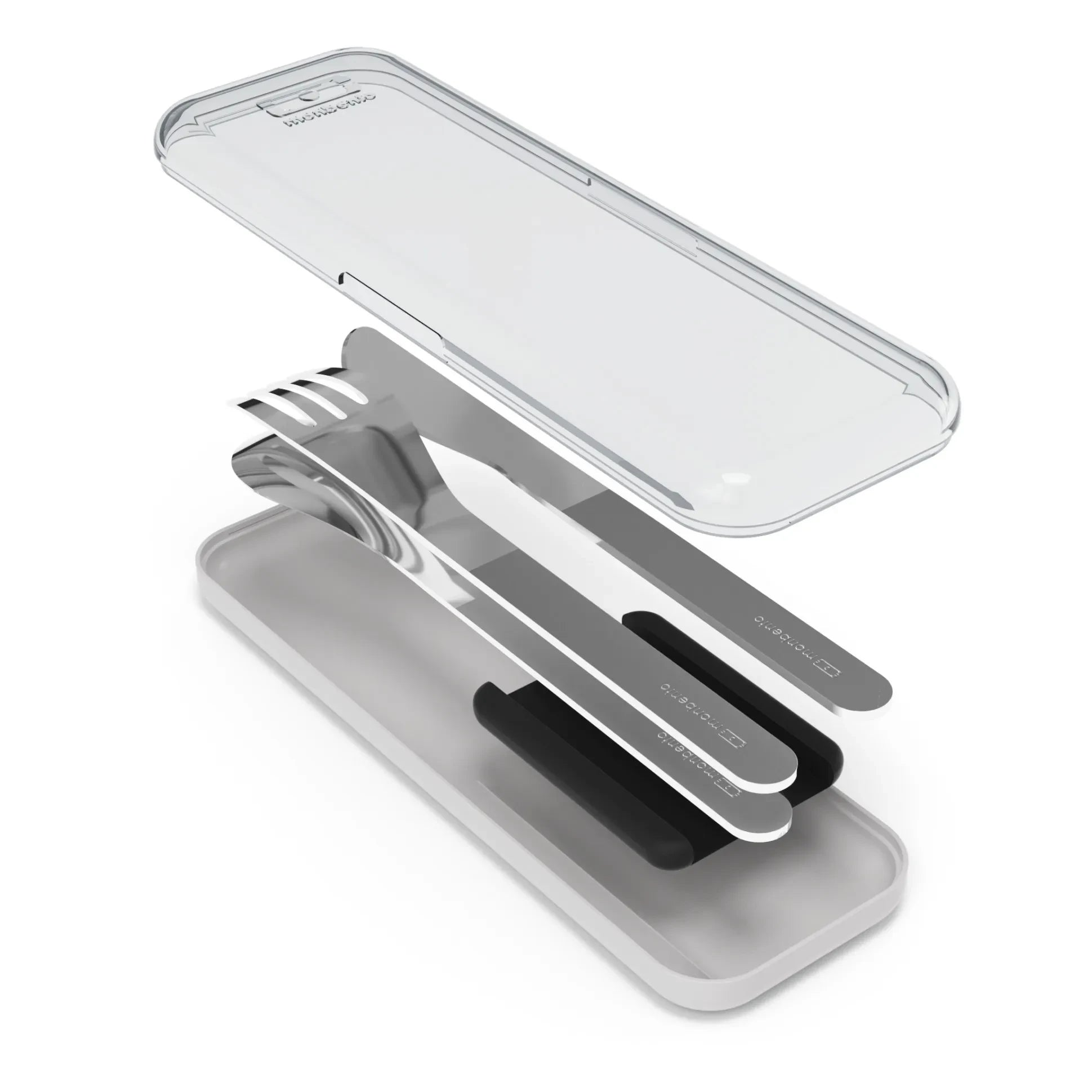 Monbento - MB Slim Box Cubertería de Bolsillo de Acero Inoxidable | Negra