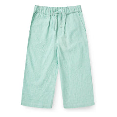 Copenhagen Colors - Pantalones con cordón a rayas de seersucker de algodón orgánico | Turquesa