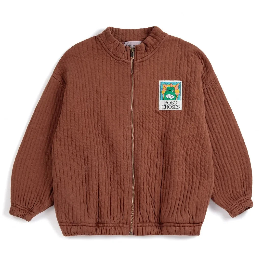 Bobo Choses - Organik pamuklu kapüşonlu fermuarlı sweatshirt | Kahverengi