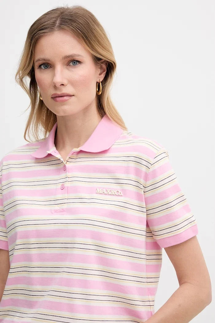 Camiseta de algodón con detalle de cuello para mujer Max&Co. MCOMANDARE