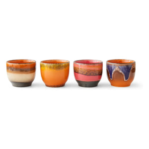 HKliving - Tazas de café Java - Cerámica años 70 - Juego de 4