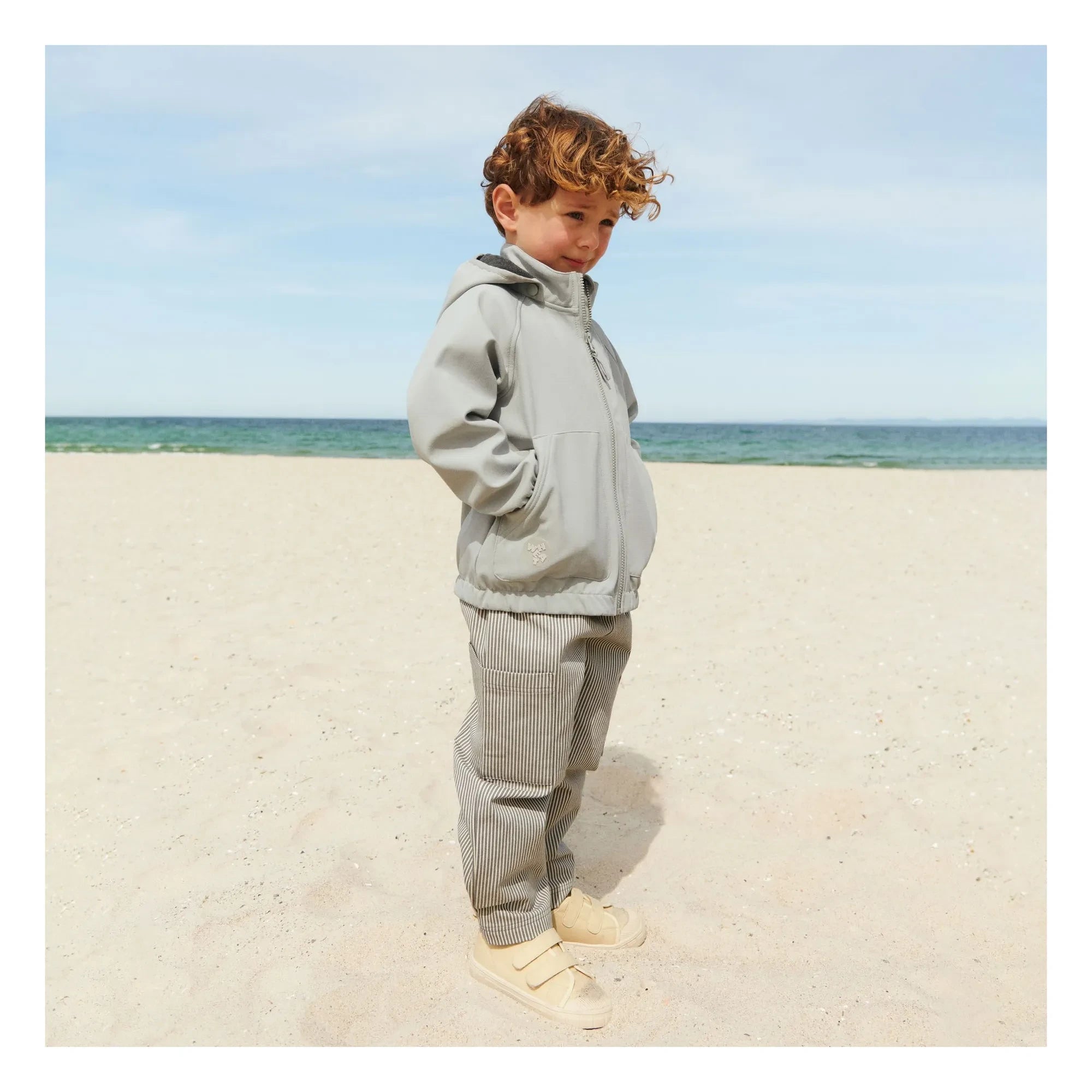 Wheat - Bofo Chaqueta de algodón orgánico a rayas | Gris
