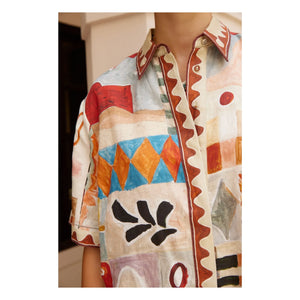 Alémais - Camisa Michelle de manga corta de lino | Crudo