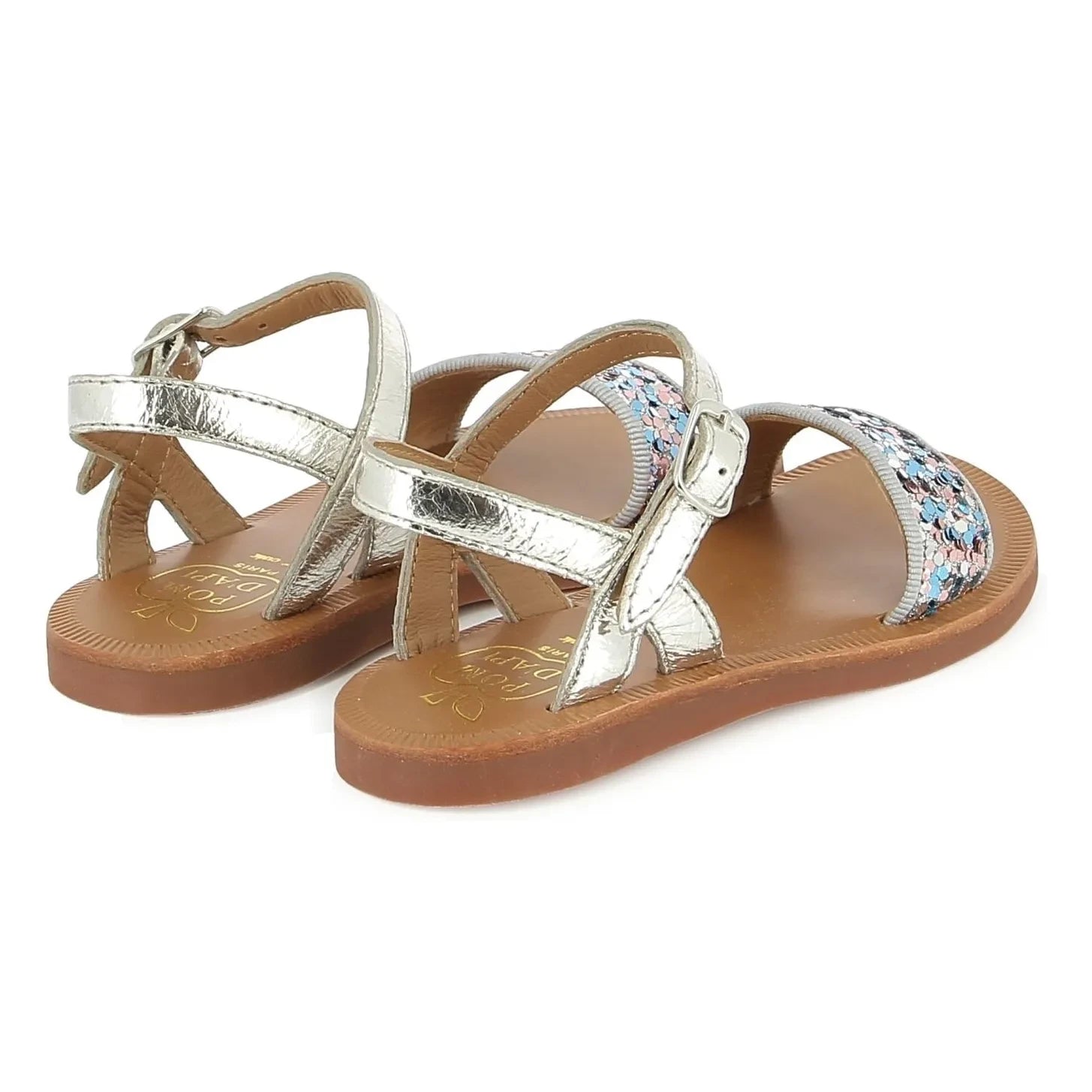 Pom d'Api - Sandalias de purpurina con hebilla Plagette | Plata