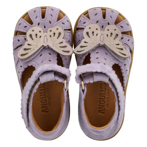 Angulus - Sandalias de ante con mariposas grabadas | Lila