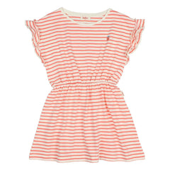 Búho - Vestido de punto a rayas de algodón orgánico con fresas | Rosa