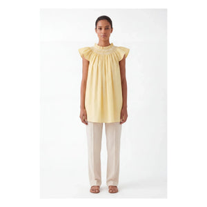 BELLEPIECE - Top de popelina de algodón Mykonos | Amarillo