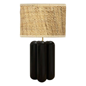 Cosin - Lámpara de mesa Charlotte con pantalla de rafia | Negra