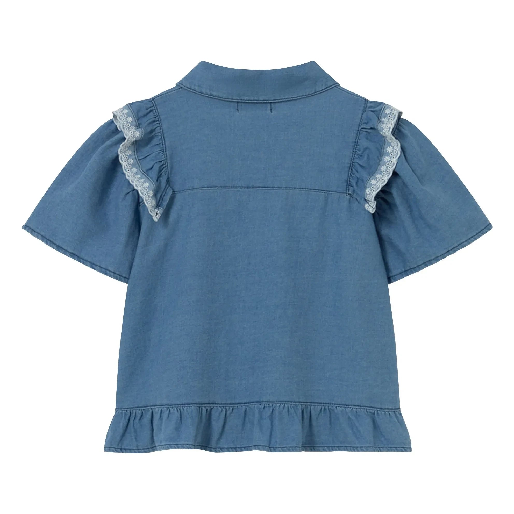 Cozmo - Blusa vaquera Hazel con volante | Azul