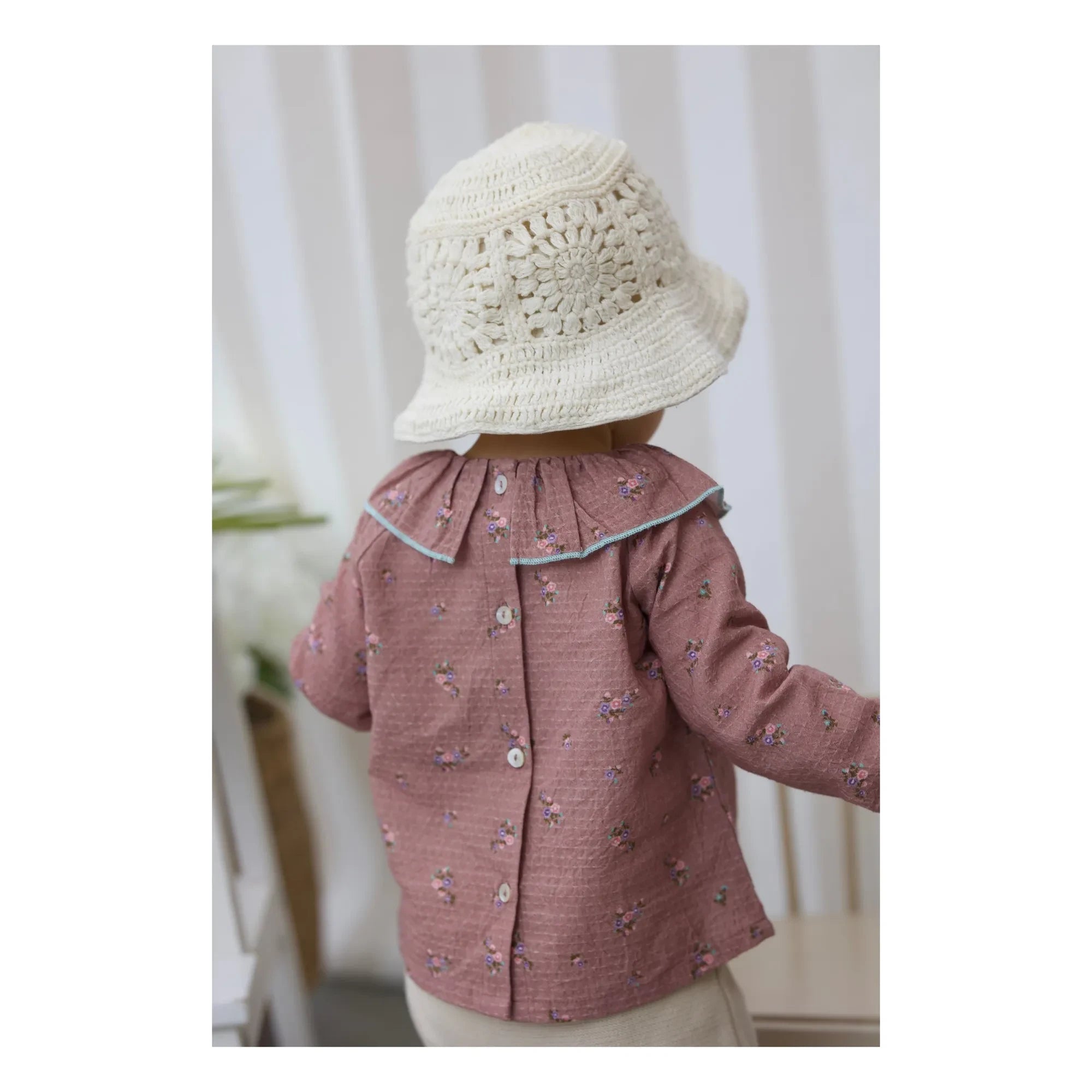 Lililotte - Charline Fleurie Blusa de Algodón Orgánico | Rosa Empolvado
