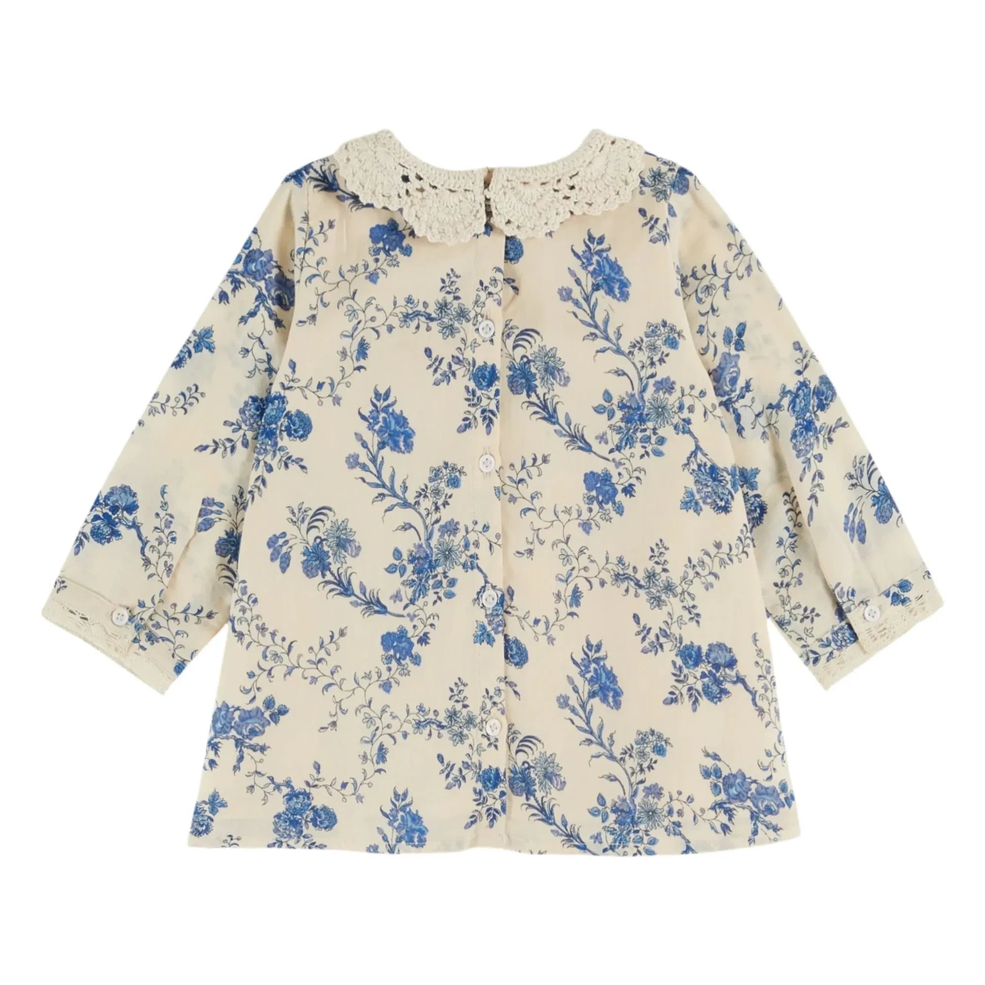 Emile et Ida - Vestido de punto con cuello bordado Fleurie | Crudo