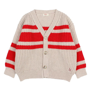 Búho - Cardigan Rayado | Rojo