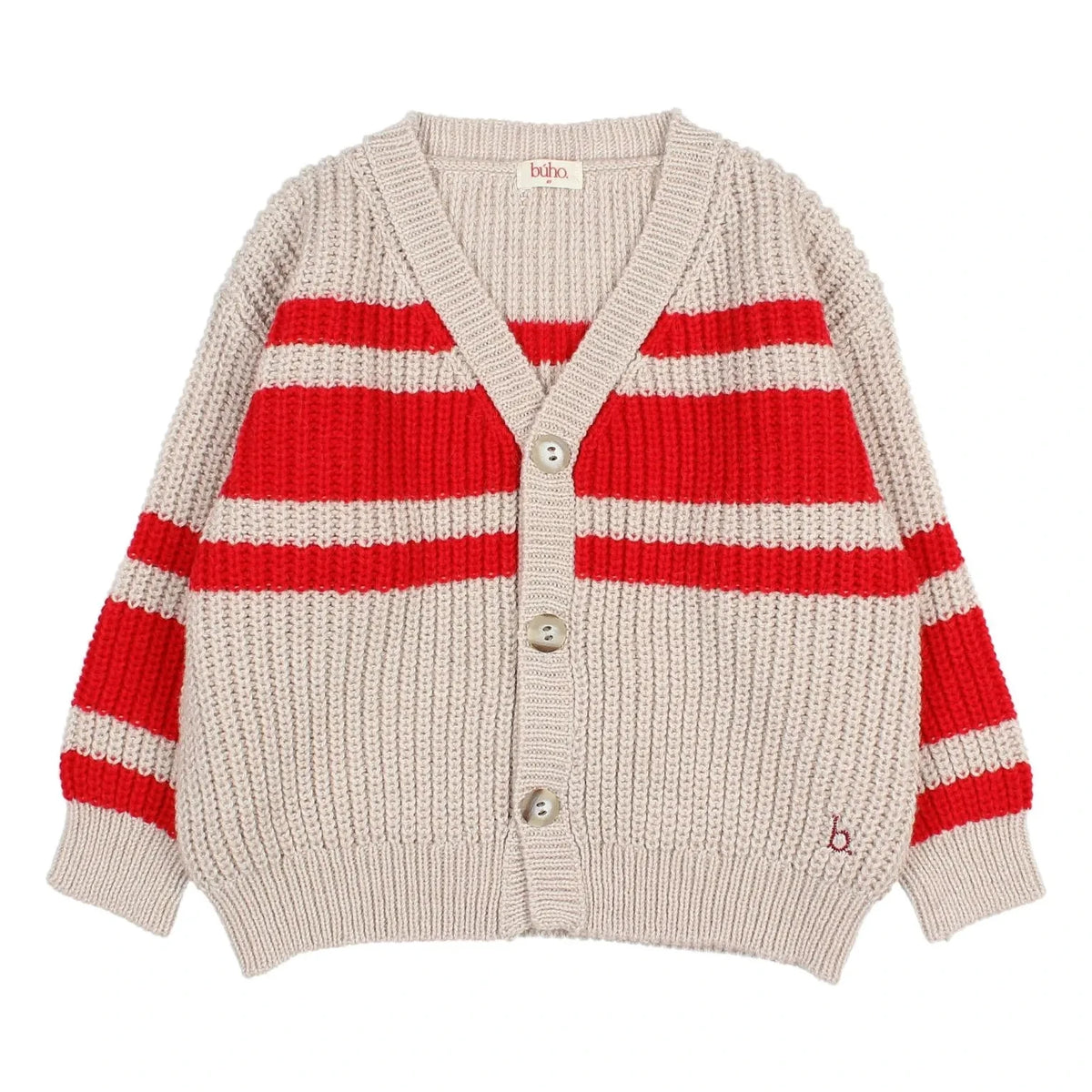 Búho - Cardigan Rayado | Rojo