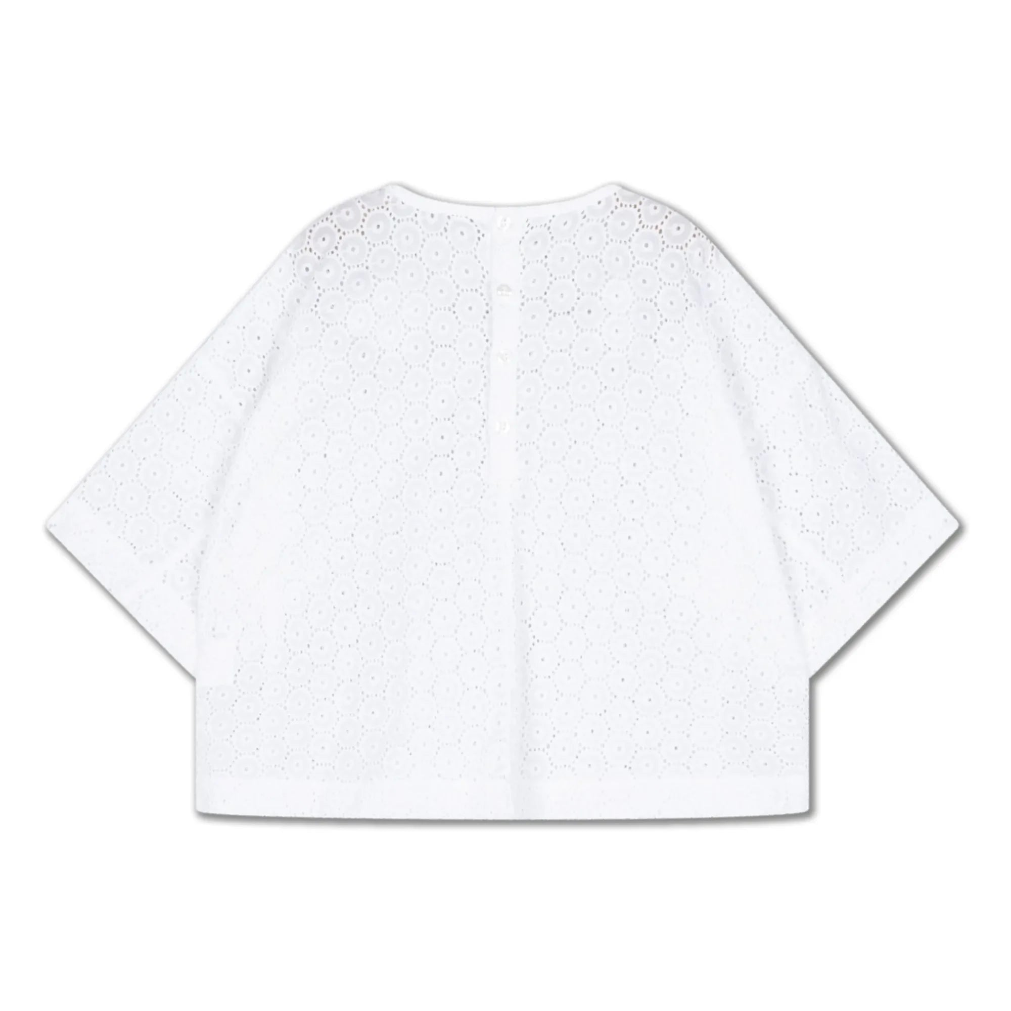 Repose AMS - Blusa con botones en la espalda de algodón orgánico Anglaise bordado | Blanco