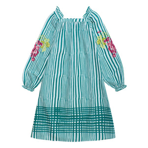 Maison Mangostan - Vestido a Rayas con Mangas Abullonadas | Verde