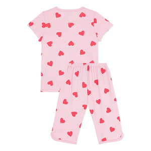Petit Bateau - Pijama Capri con Corazones | Rosa