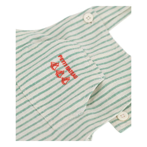 Petit Bateau - Peto corto de lino a rayas | Verde
