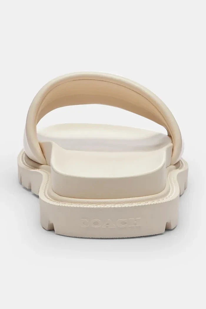 Coach Brynn Leather Slide Sandal Chancla Plana de Cuero para Mujer