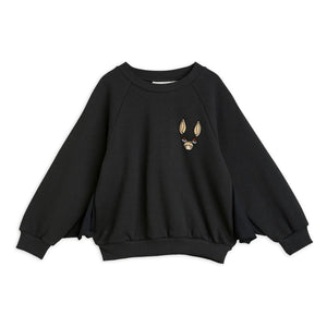 Mini Rodini - Sudadera de algodón orgánico con murciélago | Negro
