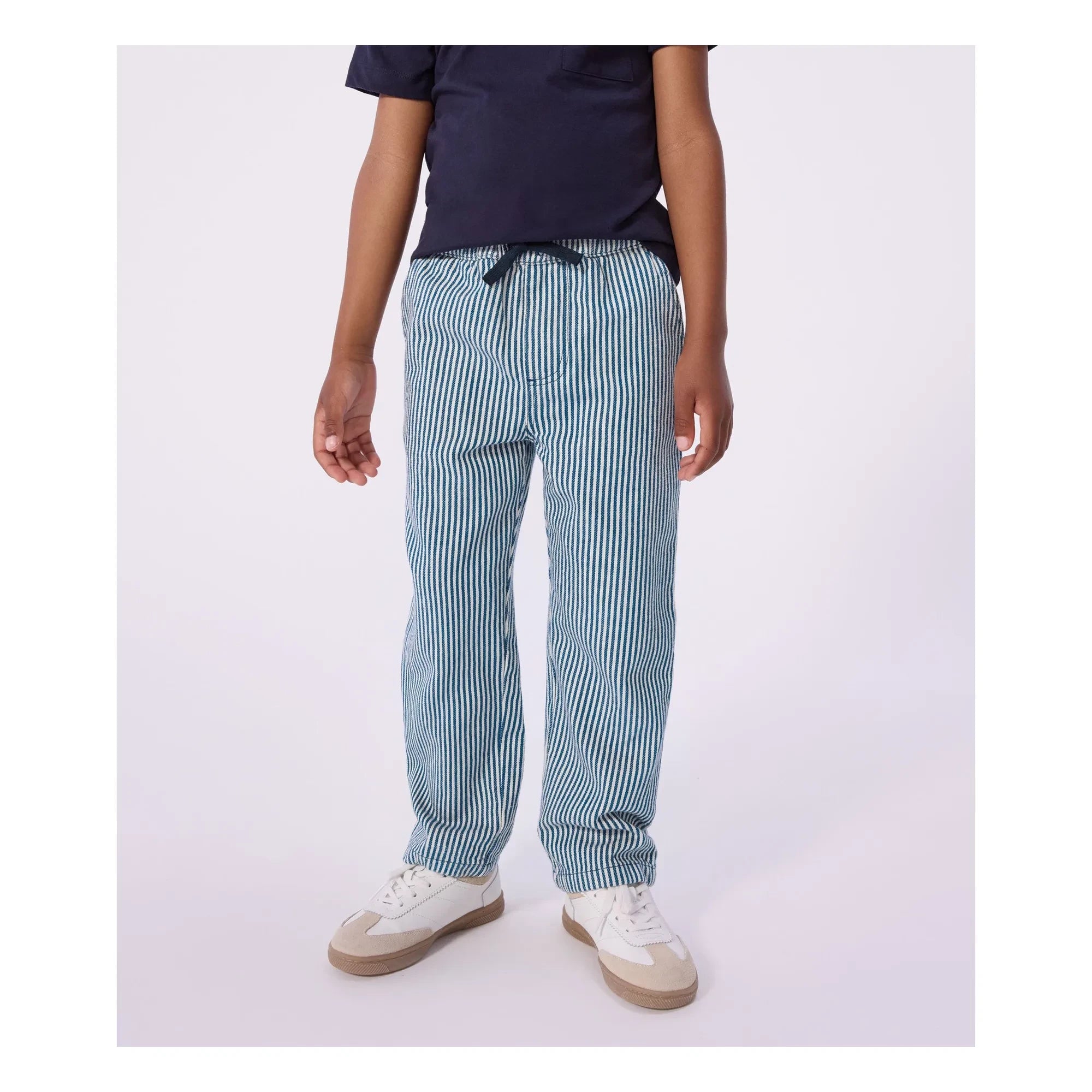 Petit Bateau - Pantalones de Algodón Orgánico a Rayas | Azul