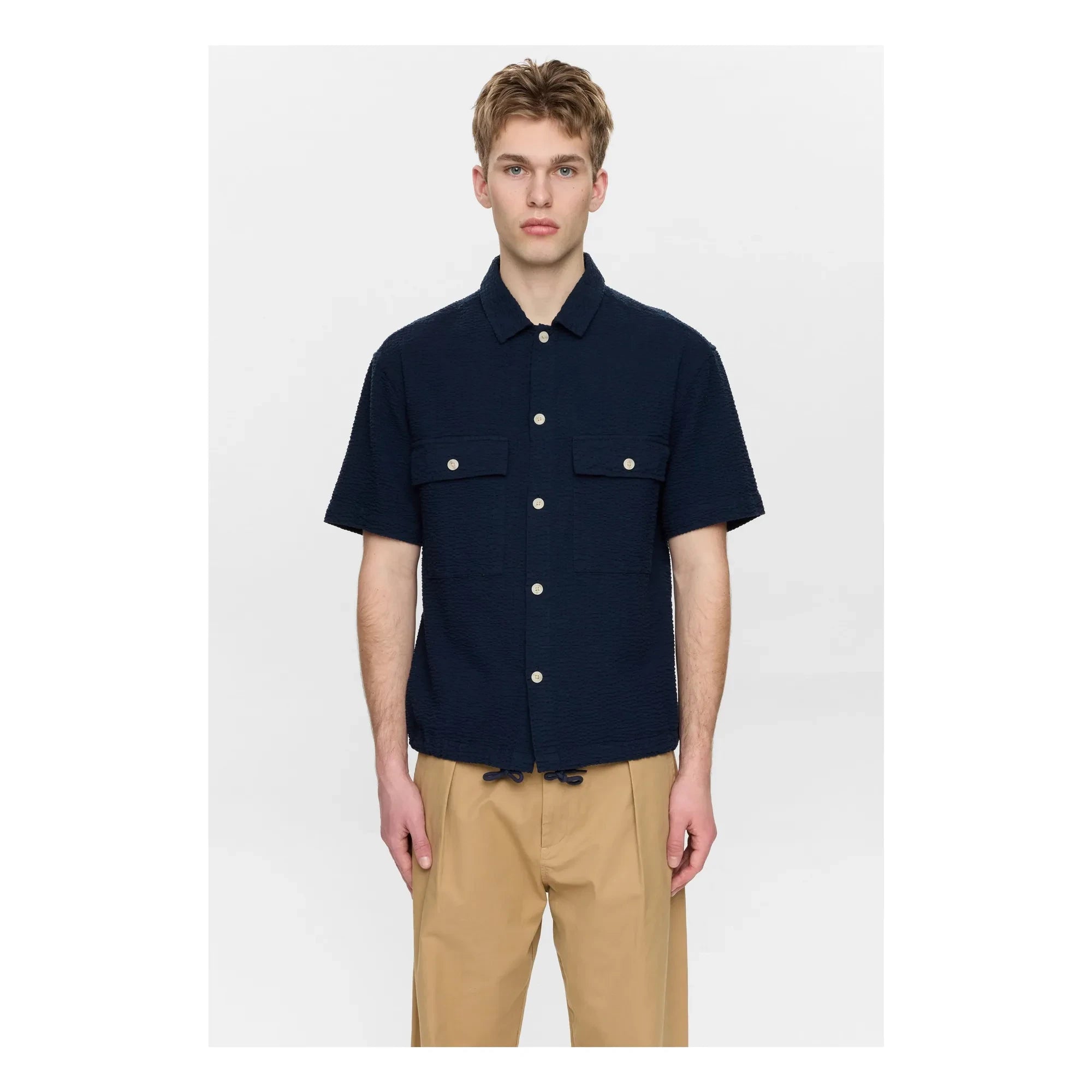Anerkjendt - Camisa Akotto Seersucker | Azul marino
