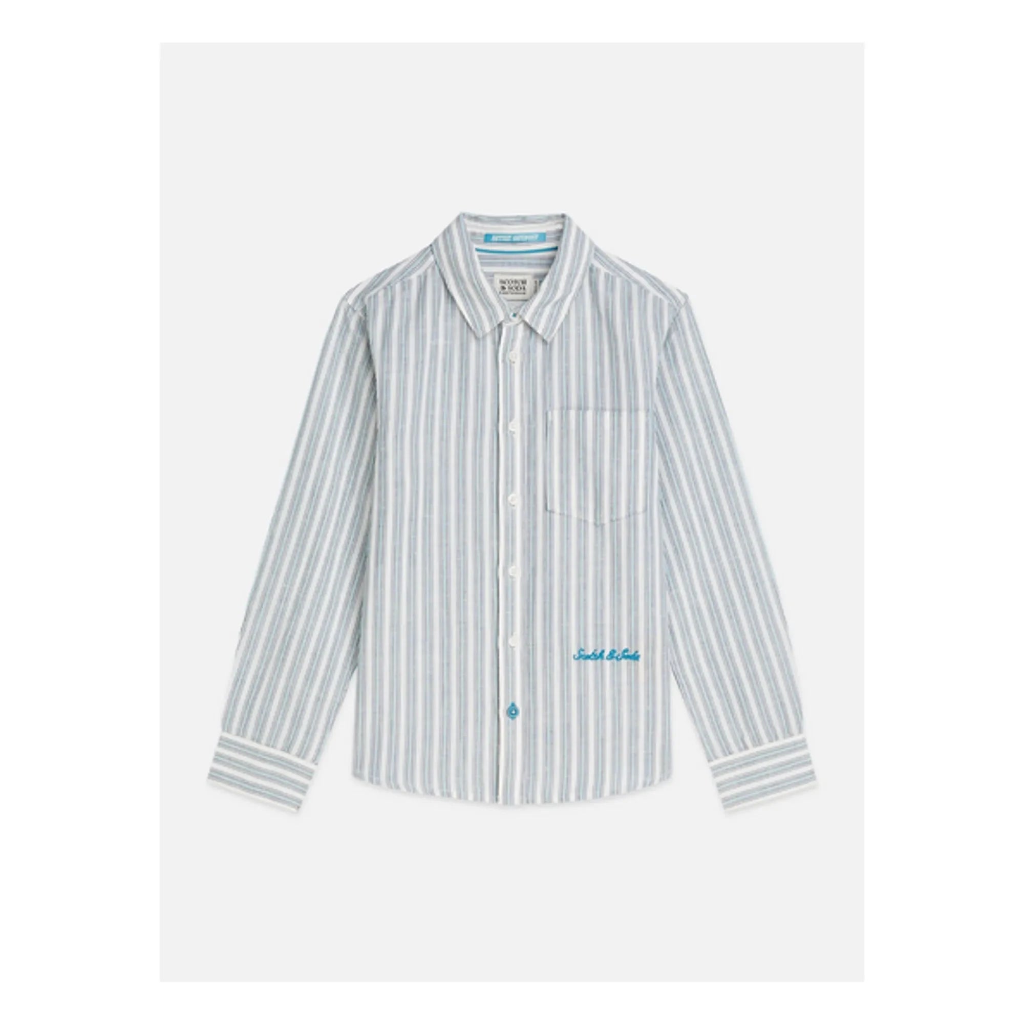 Scotch & Soda - Camisa de lino a rayas | Azul claro
